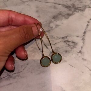 Spring Sale Teal & Gold Drop Earrings